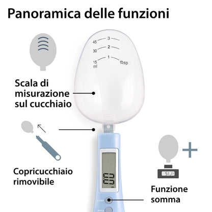 ADE Digital Precision Spoon Scale | Electronic Measuring Spoon Scale for Accurate Weighing and Dosing | 0.01g Accuracy | Also for Liquids | with LCD Display | Blue