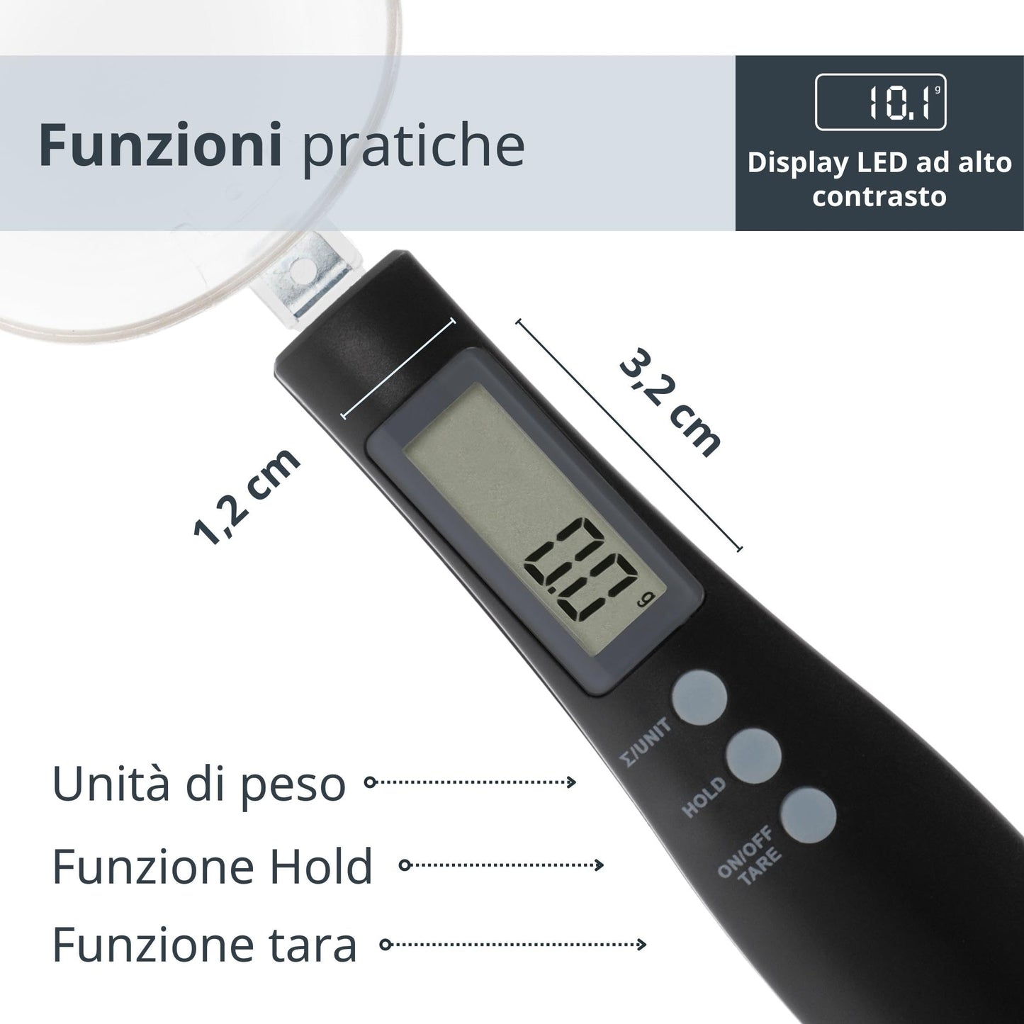 ADE Digital Precision Spoon Scale | Electronic Measuring Spoon Scale for Accurate Weighing and Dosing | 0.01g Accuracy | Also for Liquids | with LCD Display | Blue