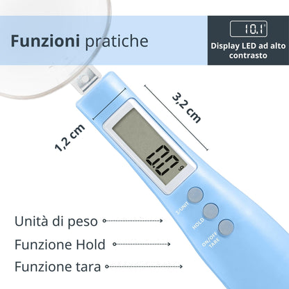 ADE Digital Precision Spoon Scale | Electronic Measuring Spoon Scale for Accurate Weighing and Dosing | 0.01g Accuracy | Also for Liquids | with LCD Display | Blue