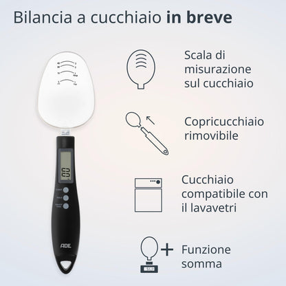 ADE Digital Precision Spoon Scale | Electronic Measuring Spoon Scale for Accurate Weighing and Dosing | 0.01g Accuracy | Also for Liquids | with LCD Display | Blue