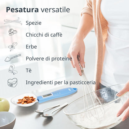 ADE Digital Precision Spoon Scale | Electronic Measuring Spoon Scale for Accurate Weighing and Dosing | 0.01g Accuracy | Also for Liquids | with LCD Display | Blue