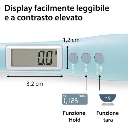 ADE Digital Precision Spoon Scale | Electronic Measuring Spoon Scale for Accurate Weighing and Dosing | 0.01g Accuracy | Also for Liquids | with LCD Display | Blue