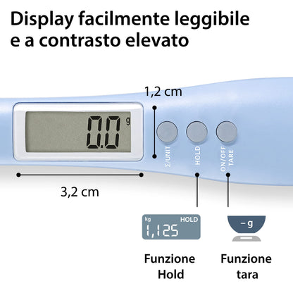 ADE Digital Precision Spoon Scale | Electronic Measuring Spoon Scale for Accurate Weighing and Dosing | 0.01g Accuracy | Also for Liquids | with LCD Display | Blue