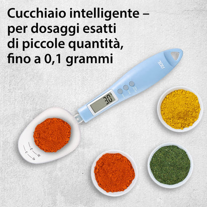 ADE Digital Precision Spoon Scale | Electronic Measuring Spoon Scale for Accurate Weighing and Dosing | 0.01g Accuracy | Also for Liquids | with LCD Display | Blue