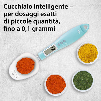 ADE Digital Precision Spoon Scale | Electronic Measuring Spoon Scale for Accurate Weighing and Dosing | 0.01g Accuracy | Also for Liquids | with LCD Display | Blue